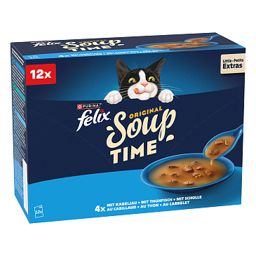 FELIX Soup polévka pro kočky, rybí výběr 12 x 48g