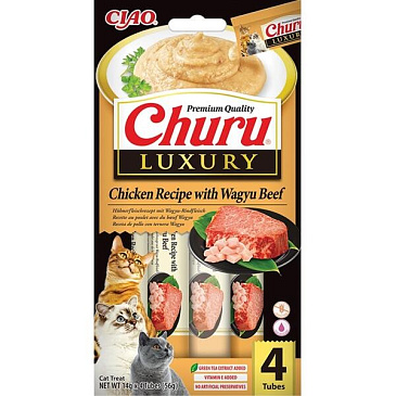 Inaba Churu Cat Luxury kuře s hovězím masem Wagyu 4x 14g
