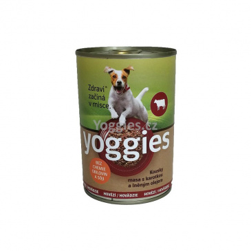 Yoggies hovězí konzerva pro psy s karotkou a lněným olejem 400g