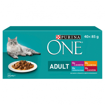 Purina ONE  40 x 85g Adult minifiletky s jehněčím/kuřecím/rybami/hovězím ve šťávě