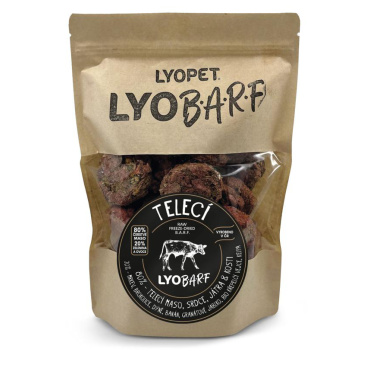 Lyopet Telecí BARF pro psy - mrazem sušené LyoBARF nugety 6 ks