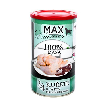 Konzerva MAX deluxe 3/4 KUŘE s játry 1200g