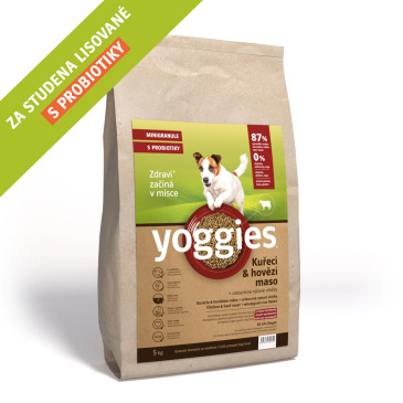 Yoggies kuřecí a hovězí maso 5kg Minigranule