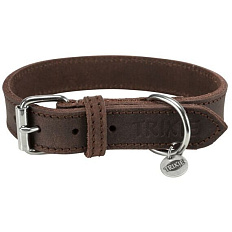 Kožený obojek RUSTIC - tmavě-hnědá, L - 48-56 cm / 30 mm