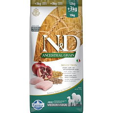 N&D ANCESTRAL GRAIN Selection Dog LG Chicken & Pomegranate Adult Medium & Maxi 12 kg