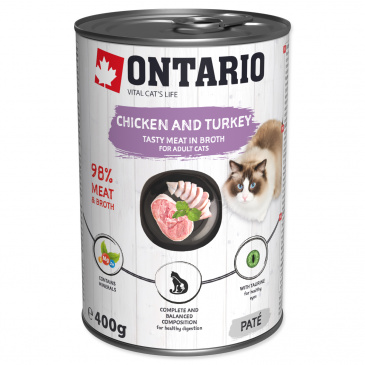 Ontario Cat konzerva 400g Chicken and Turkey