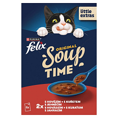 FELIX Soup polévka pro kočky, lahodný výběr, hovězí, kuřecí, jehněčí  6ks x 48g