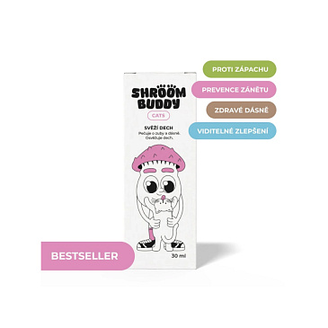 SHROOM BUDDY Svěží dech kapky pro kočky