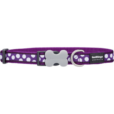 Obojek Red Dingo 20 mm x 30-47 cm - White Spots on Purple