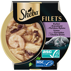 Sheba Filets s kuřecím, rybím a krevetami 60g
