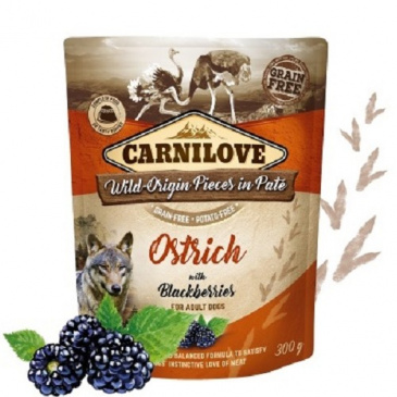 Carnilove Dog Pouch Paté Ostrich with Blackberries 300 g