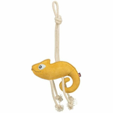 Chamelion - chameleon na laně, 45 cm, hračka pro psy, 100% pravá kůže/lano, žlutá