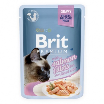 Brit premium 85g cat kapsička filety Sterilised s lososem ve šťávě