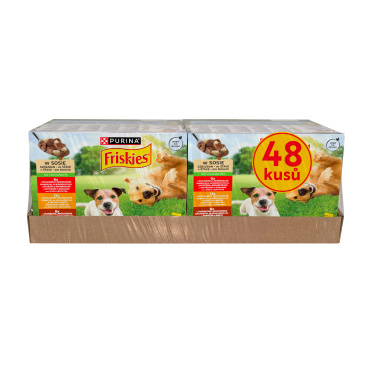 FRISKIES kapsičky multipack 48 x 85 g hovězí/kuře/jehněčí ve šťávě