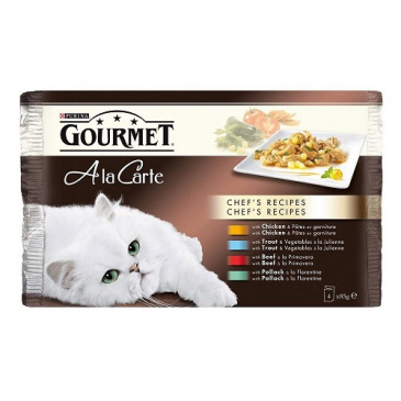 Gourmet A la Carte Multipack kuře / hovězí / pstruh / treska 4 x 85 g