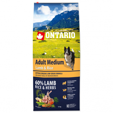 Ontario Adult medium Lamb & Rice 12 kg