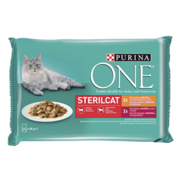 Purina ONE STERILCAT minifiletky kuře/zelené fazolky/hovězí/mrkev  4 x 85g