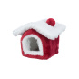 Xmas Cuddly CAVE - plyšový domek pro myš/křečka,15 x 12 x 15 cm, červená/bílá