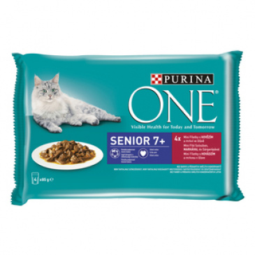 Purina ONE SENIOR 7+ minifiletky hovězí s mrkví  4 x 85g