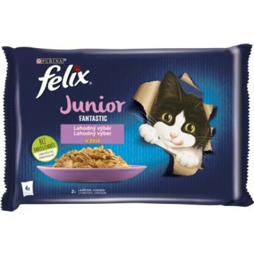 FELIX Fantastic Junior s kuřetem a lososem v želé 4 x 85 g