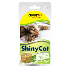 ShinyCat konzerva tuňák + kočičí tráva 2 x 70g