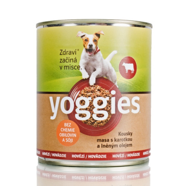 Yoggies konzerva pro psy s hovězím masem a karotkou 800g