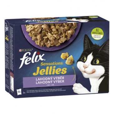 FELIX Sensations Jellies jehněčí, makrela, treska, krůta v želé 12 x 85 g