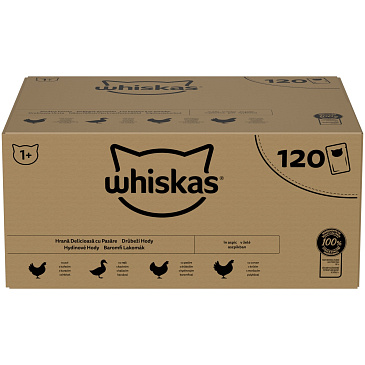 Whiskas Adult kapsička drůbeží hody v želé kuře/kachna/krůta 120 x 85 g