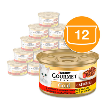 Gourmet Gold Casserole Hovězí, Kuřecí v rajčatové omáčce 12 x 85g