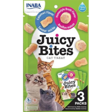 Inaba Juicy Bites cat snack kalamáry a domácí vývar 3packs