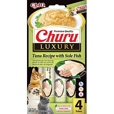 Inaba Churu Cat Luxury tuňák s mořským jazykem 4x 14g