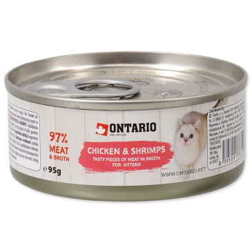  Konzerva ONTARIO Kitten Chicken Pieces + Shrimp 95g