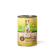Yoggies konzerva Krůtí a Telecí maso s jablky 400g