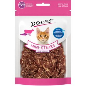 Dokas - Hovězí a treska mini steaky pro kočky 25g