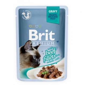 Brit premium 85g cat kapsička filety s hovězím ve šťávě