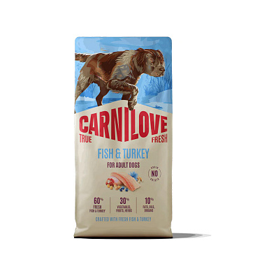 Carnilov TRUE FRESH Fish & Turkey Dry Dog food adult 12 kg 