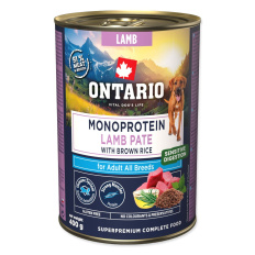 Konzerva Ontario Adult monoprotein jehněčí pate s hnědou rýží 400g