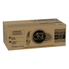PURINA ONE STERILCAT 60 x 85g Mini filetky s kuřetem, krůtou, hovězím, lososem se zeleninou 