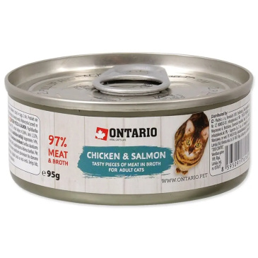 Konzerva ONTARIO Cat Chicken Pieces + Salmon 95g
