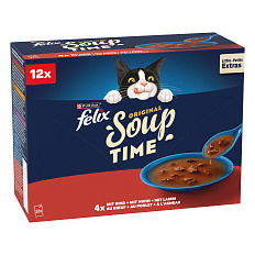 FELIX Soup polévka pro kočky, lahodný výběr, hovězí, kuřecí, jehněčí 12 x 48g