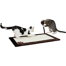 Škrábací rohož pro kočky s míčkem 70 × 45 cm – sisal/plyš