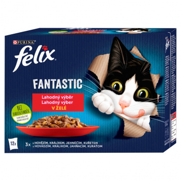 FELIX Fantastic lahodný výběr s kuřetem, s hovězím, s králíkem, s jehněčím 12 x 85g v želé