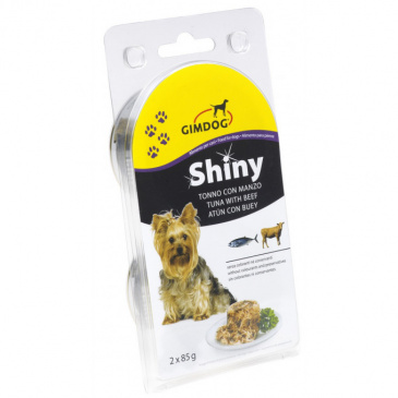 Shiny Dog konzerva 2 x 85 g Tuňák + hovězí
