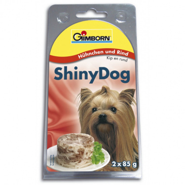 Shiny Dog konzerva 2 x 85 g Kuře s hovězím