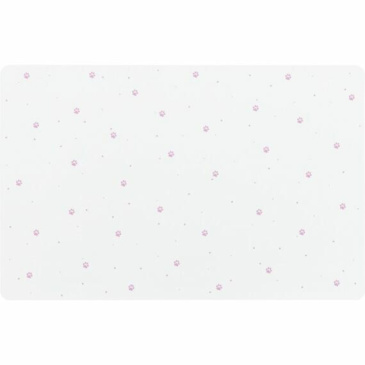 Prostírání pod misky PAW Print, 44 x 28 cm, bílá / růžové ťapky