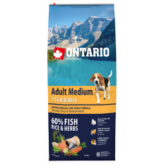 Ontario Adult Medium Fish & Rice 12 kg