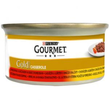Gourmet Gold Casserole Hovězí, Kuřecí v rajčatové omáčce 85g