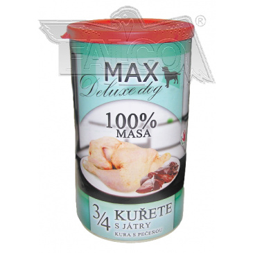 Konzerva MAX deluxe 3/4 KUŘE s játry 1200g