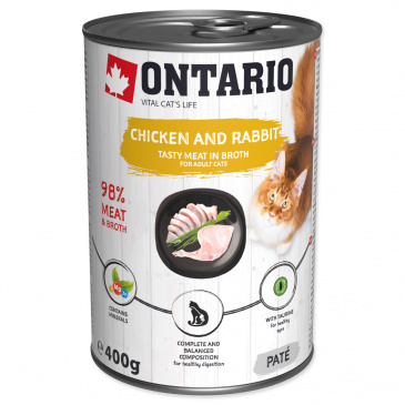 Ontario Cat konzerva 400g Chicken and Rabbit