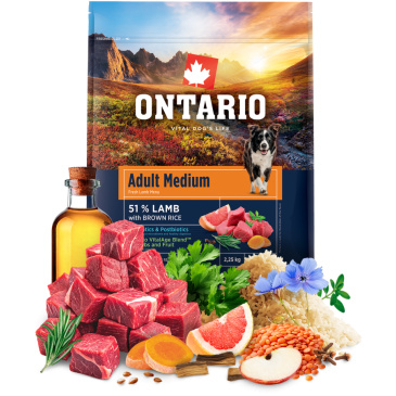 Ontario Adult Medium Lamb & Brown Rice 2,25kg